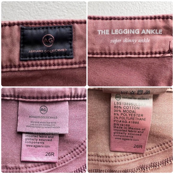 AG Adriano Goldschmied The Legging Ankle Skinny Jeans size 26R Sulfur Blackberry - Picture 7 of 7